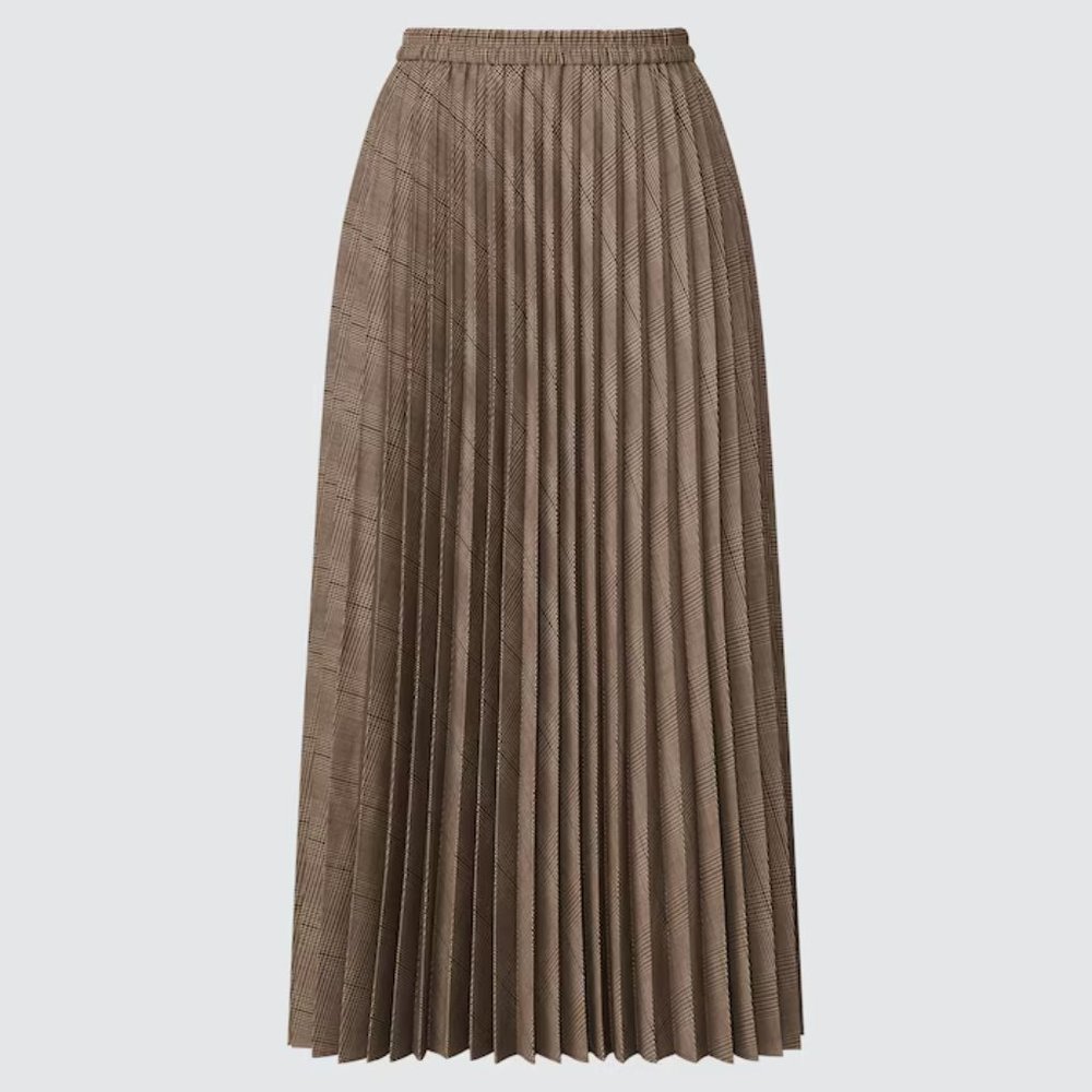 Uniqlo Accordion Pleated Skirt in Brown - Large